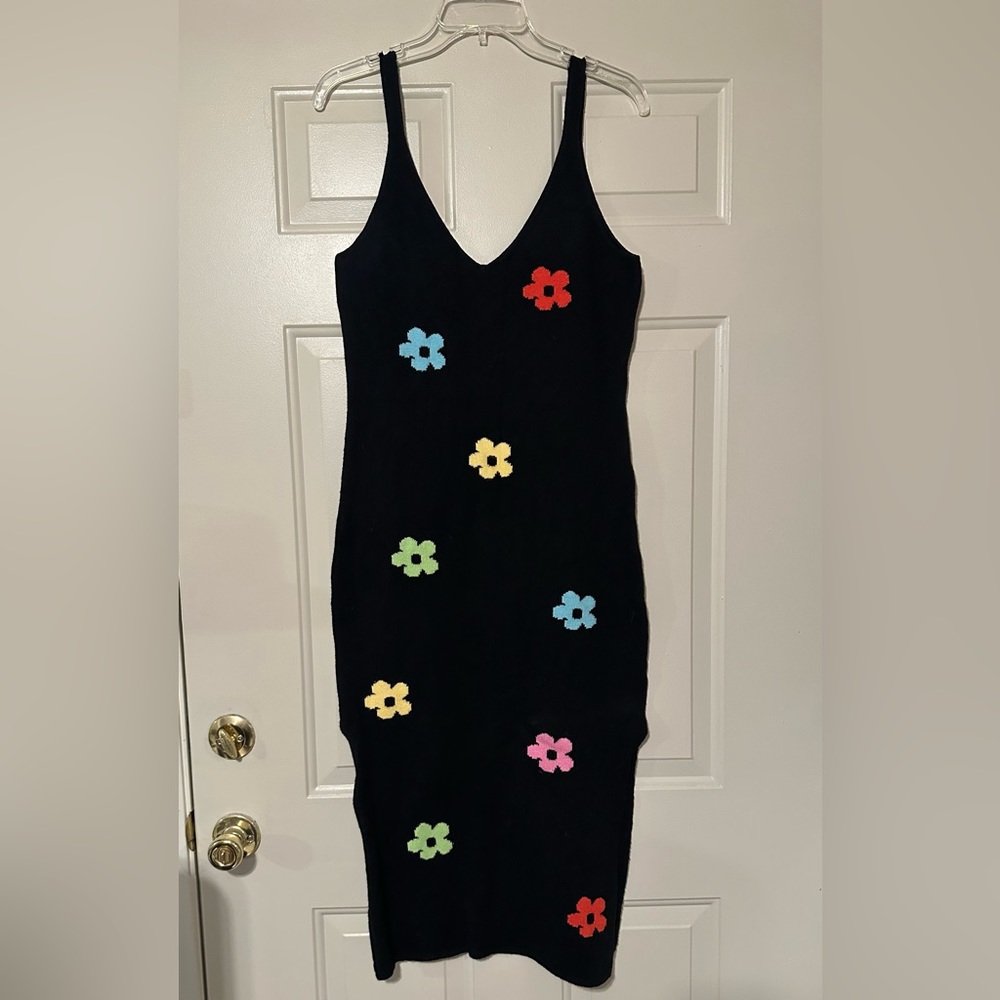 Knit floral bodycon dress
